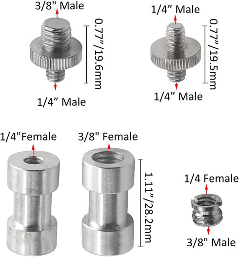 Camera Mount Screw Adapter Set, 22Pack 1/4 Inch and 3/8 Inch Tripod Threaded Screws for Camera Mono-pod Flash Light