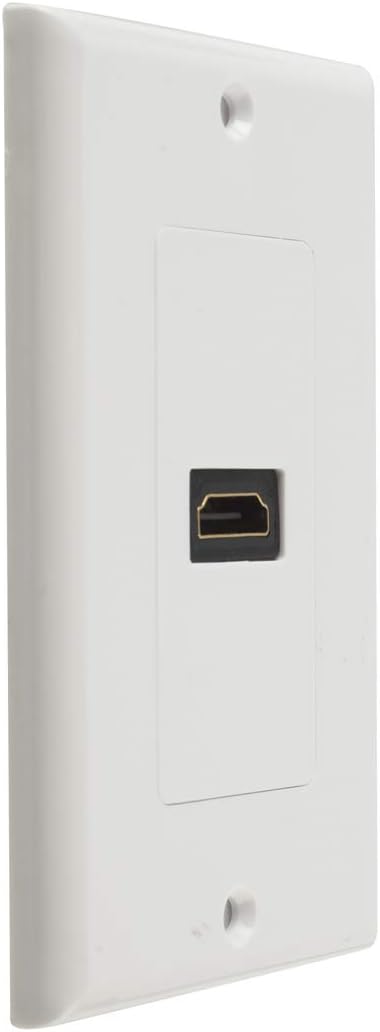 TENINYU Single HDMI Wall Plate (1 Port) - 4K UHD, ARC, Ethernet Pass-Thru Support (1-Gang) White