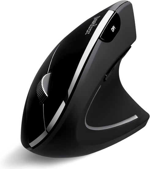 Perixx PERIMICE-813B Bluetooth Vertical Mouse, Wireless 3-in-1 Multi-Device Technology, Black, Right Handed with Carry