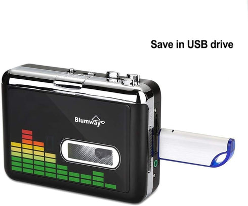 BlumWay Cassette MP3 Cassette MP3 Cassette USB to Converter, Portable Tape Player to Format, Audio Music Tape