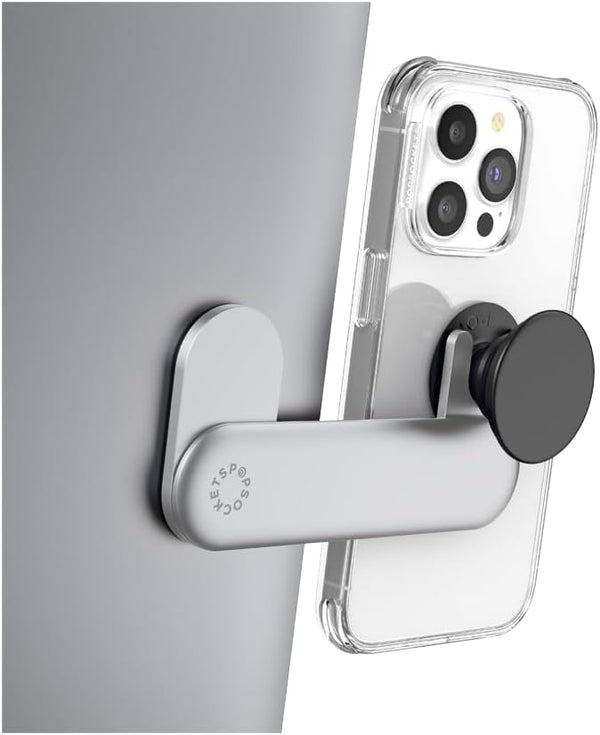 PopSockets Laptop Mount for Phone Grip, Phone Holder for Laptop - Silver