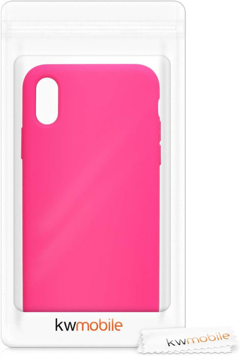 kwmobile Case Compatible with Apple iPhone Xs, TPU Silicone Phone Cover with Soft Finish, Neon Pink