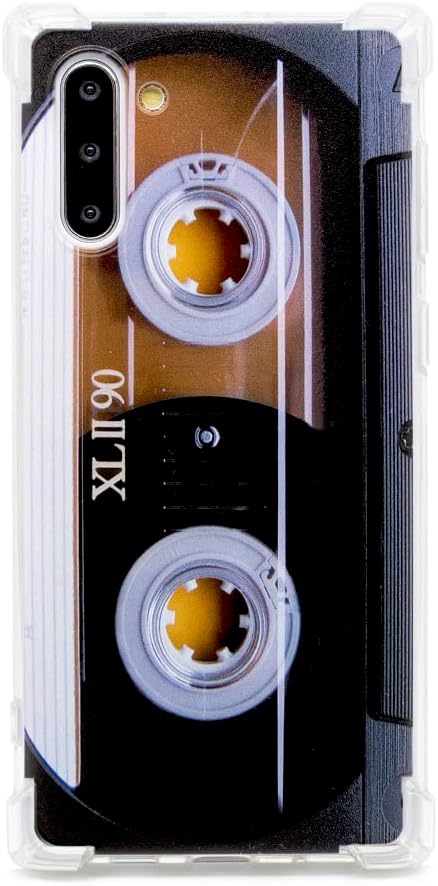 FAteam Retro Music Cassette Tape Case for Galaxy Note 10, TPU Soft Bumper, Reinforced Corners, 2019 Release.