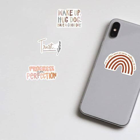 50PCS Vintage Inspirational Stickers, Motivational Aesthetic Vinyl Waterproof Decals for Laptop, Water Bottles, Journals