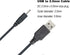 USB to DC 2.0mm Cable 3.3ft, USB 2.0 Type A Male to DC 2.0mm x 0.6mm 5 Volt DC Barrel Jack Power Adapter Connector Charging Cable,Used to charge phones, headphones, speakers, toys (Black - 1pc)