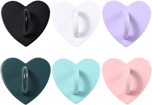 12PCS Cell Phone Finger Ring, Phone Clasps Hooks, Phone Finger Grip Heart Shaped Cell Phone Ring Holder, Adhesive Metal