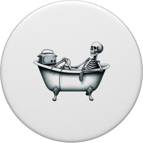 Relaxing Skeleton Enjoying Music and Bath Time PopSockets Standard PopGrip
