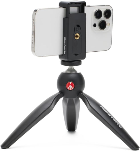 Manfrotto Mini Tripod with Universal Smartphone Clamp, Made in Italy, for iPhone with or Without Case, CSC, Vlogging,