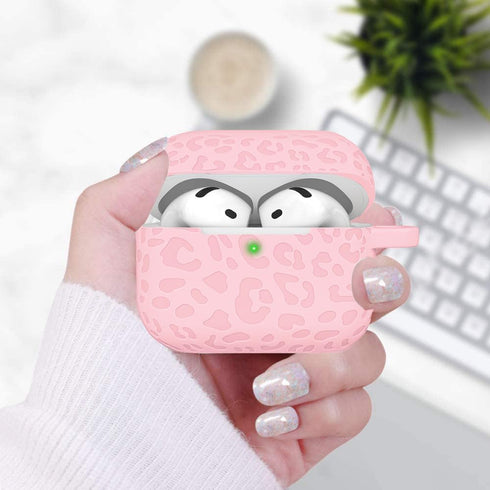Gawnock 4th 4 Engraved Leopard Case Compatible with AirPods Generation Carving Cover with Keychain, Skin Soft Cover