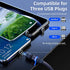 Magnetic Charging Cable 5-Pack (1.6/3.3/3.3/6.6/6.6FT) - 360° & 180° Rotating USB Magnetic Cable, Nylon-Braided