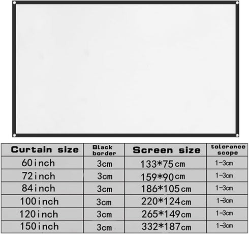 Zornaveli 4K 60"|72"|84"|100"|120"|150" (60 INCH) Projector Screen, HD Home Movie Projection Screen, Anti-Crease