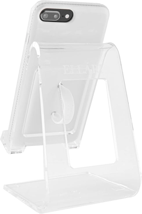 Phone Stand for Office Desk Clear Acrylic Compatible with Loopycases, Popsockets, Kindle, iPhone, Samsung