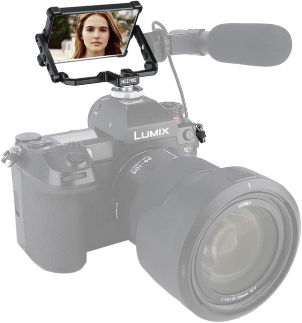 NICEYRIG Vlog Selfie Mirror Camera/Phone Mount, 360° Flip Screen Mirror for TikTok YouTube Live