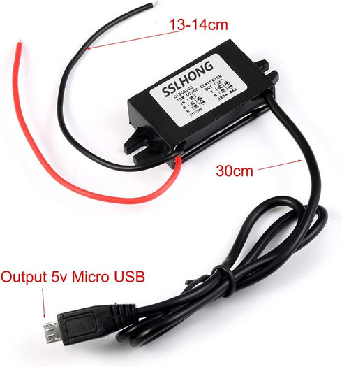 HOMREE 12V/24V 5V DC-DC Converter Step Down Module to Micro USB Output Buck Power Adapter