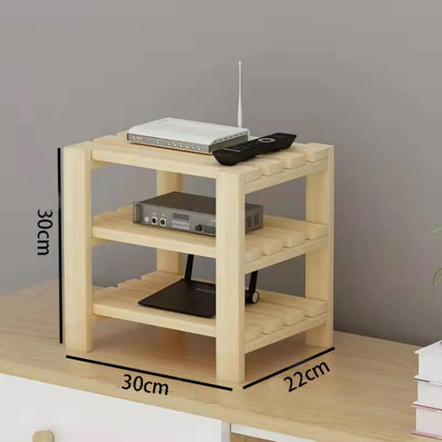 Solid Wood Multi-Layer Wireless Router Rack, Desktop Storage for Network TV Set-top Box, Key Remote Control