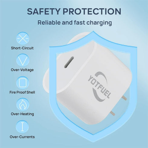 20W USB-C Power Adapter - Fast Charger Block Wall Plug for iPhone, Samsung Galaxy