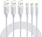 MFi Certified Lightning Cable 3-Pack - 6FT iPhone Charger for iPhone 14, 13, 12, SE, iPad Pro, AirPods - White