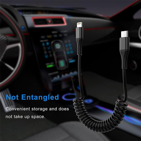 MTAKYI 1.6M Coiled USB C Lightning Cable, MFi Certified, Compatible with iPhone 12, 11 Pro Max, XR, XS, X, 8, 7, 6