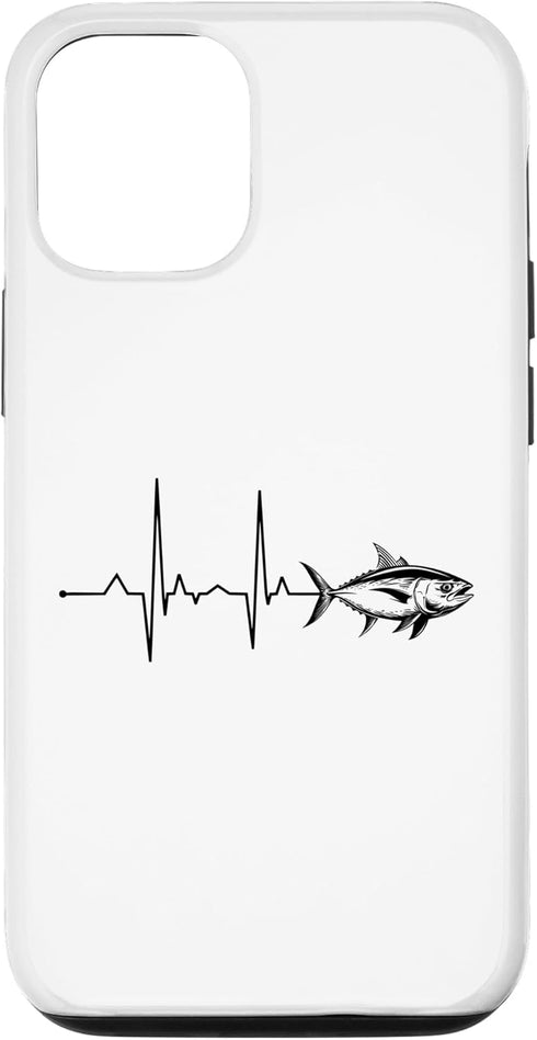 We Love Tuna Fishing - Apparel & Gifts Tuna Fish Heartbeat Yellowfin Bluefin Tuna Fishing Case for iPhone 12/12 Pro