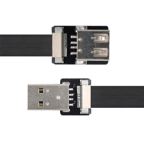 Xiwai 2.0M USB 2.0 Type-A Male to Female Extension Cable, Flat Slim FPC for FPV, Disk, Scanner & Printer