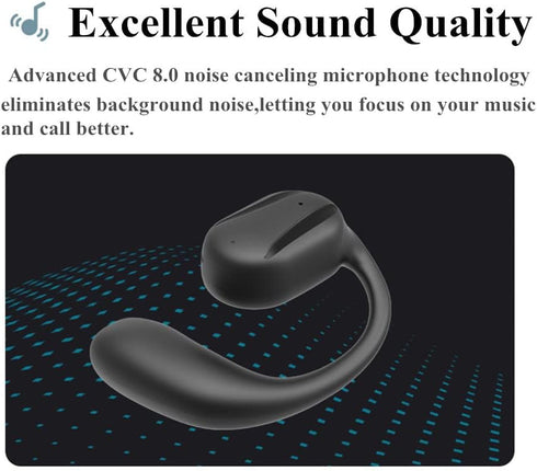 Open Ear Bluetooth Headphone, Wireless Earpiece with Earhook, Single on Ear Headset, Up to 15 Hours Talk Time
