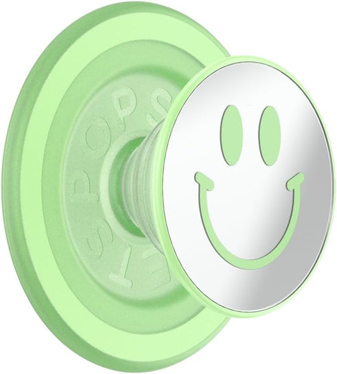 Matcha Dew Happy Reflex PopSockets Phone Grip with Expanding Kickstand, MagSafe Compatible, Wireless Charging Holder.