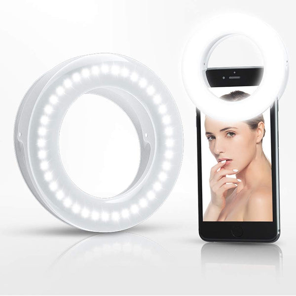 XINBAOHONG Selfie Ring Light Rechargeable Portable Clip-on Selfie Fill Light with 40 LED