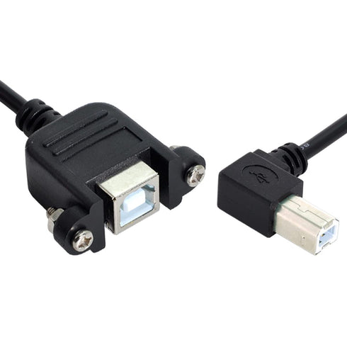 CY USB Type-B Male to Female Extension Cable 100cm Right Angled 90 Degree
