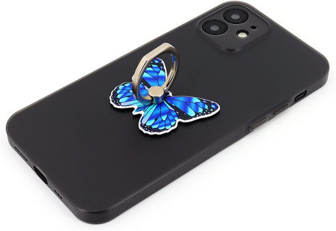 Butterfly Cell Phone Ring Holder, 360° Rotation Finger Grip Stand Compatible with All Smartphones (Blue)