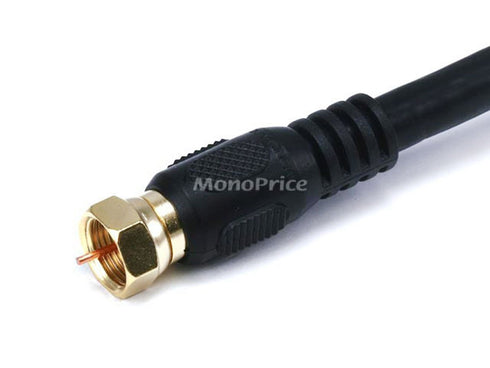 Monoprice RG6 Quad Shield CL2 Coaxial Cable, 12ft, Black, F Type Connector