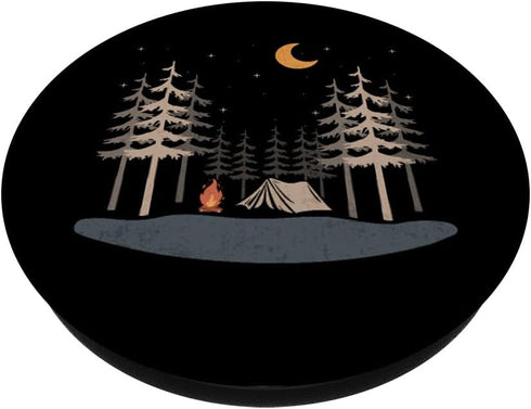Camping hiking Mountain Scene under stars shirt PopSockets PopGrip: Swappable Grip for Phones & Tablets PopSockets Standard PopGrip