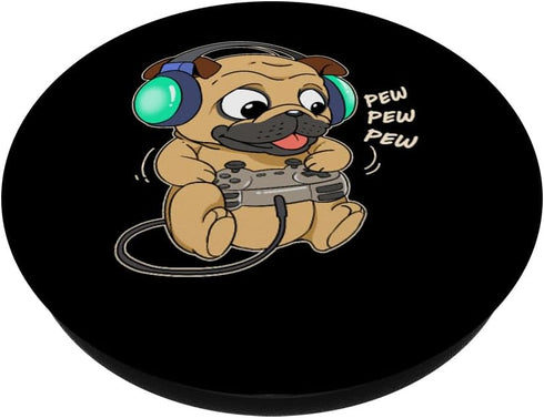 Cute Gaming Pug Dog Video Game Computer Player Videogame PC PopSockets Standard PopGrip