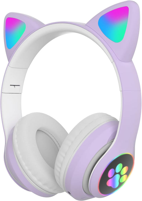Kid Headphones for School, Wireless Bluetooth Headphones with Microphone, Violet