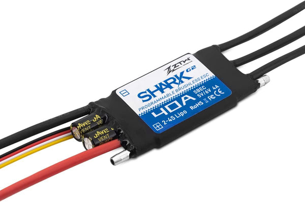 ZTW Shark G2 40A ESC 2-4S Built-in Swithcing BEC 5V/6V 4A Water-Cooling Bidirectional