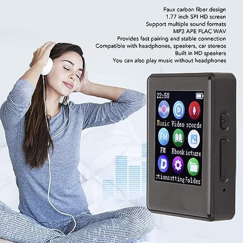 VBESTLIFE MP3 MP4 5.0 1.7inch Player, Player with Bluetooth Sound Decoding Built in HD Speaker Voice Recorder, HD