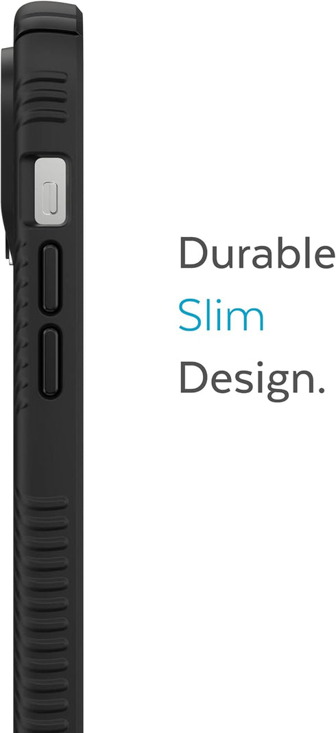 Speck Presidio2 14 Grip - Non-Slip iPhone Pro Case (Black/Black/White)