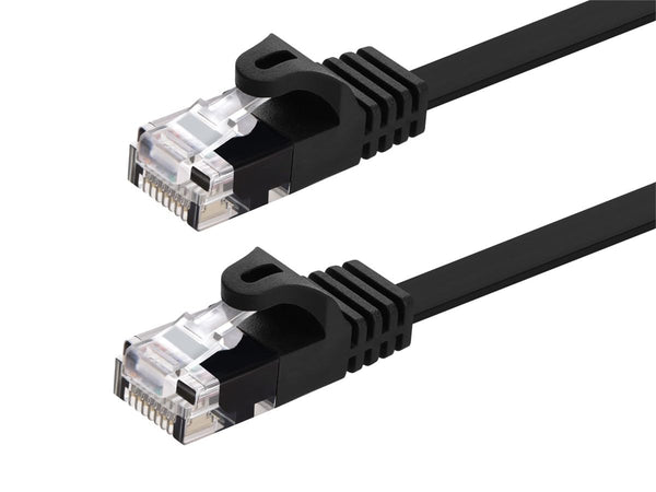Monoprice Cat5e 25ft Black Flat Patch Cable, UTP 30AWG, Snagless RJ45