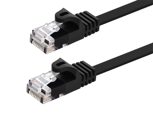 Monoprice Cat5e 1ft Black Flat Patch Cable, UTP 30AWG, 350MHz, Snagless RJ45