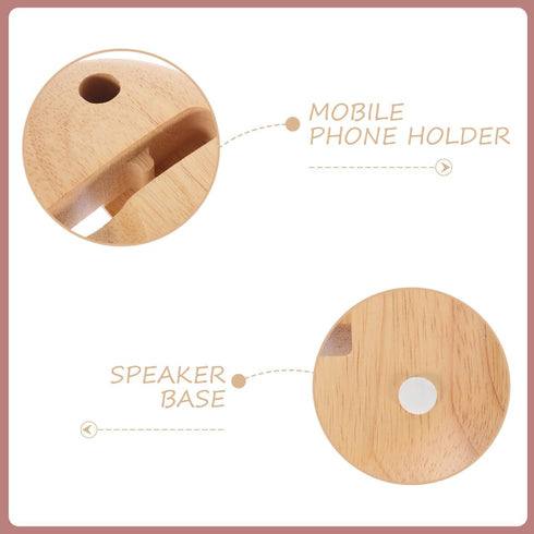 Hemobllo 4.33X3.54X1.57In Wooden Cell Phone Holder Sound Amplifying Smartphone Stand Desktop Bracket for Music Reading