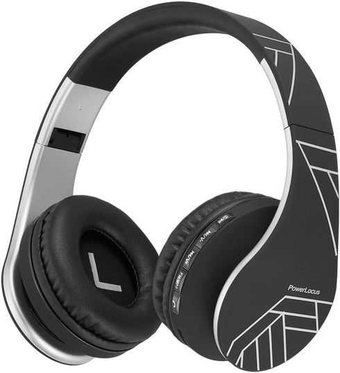 PowerLocus Bluetooth Headphones Over Ear, Wireless Foldable Headphones, Hi-Fi Stereo, Soft Memory Foam Earmuffs,