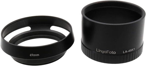 Metal LA-49X1 Lens Adapter Tube with 49mm Lens Hood for Leica X1 X2 Digital Camera Black