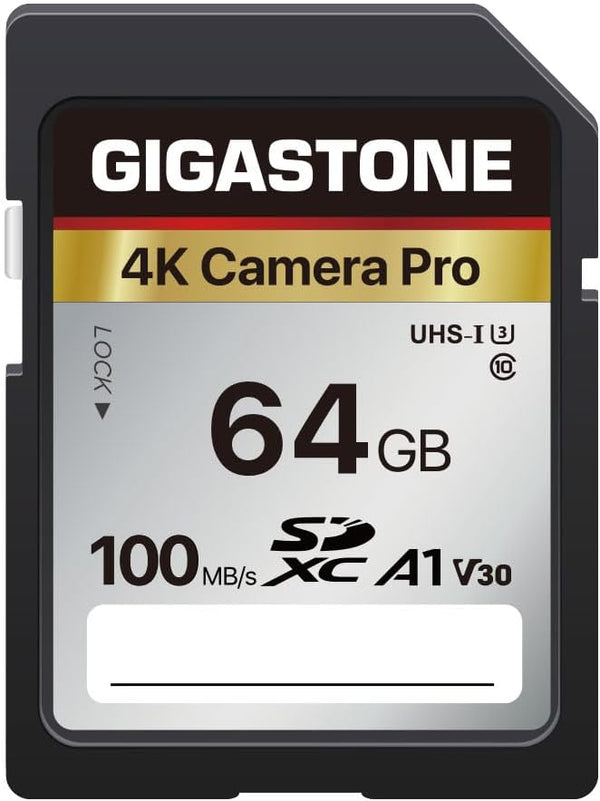 Gigastone 64GB SD Card V30 SDXC Memory Card, High Speed 4K Ultra HD Compatible with Digital Cameras