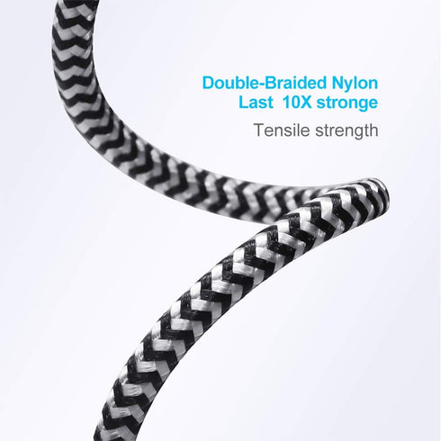 6ft Nylon Braided iPhone Charger Cord 3 Pack - Fast USB Cable for iPhone 14/13/12/11/X/XS/XR/8/7/6/5S/SE, iPad