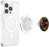 Black PopSockets MagSafe PopGrip for iPhone - Adorable Cat Hiding in Spring Flower Field