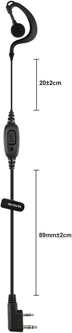 Retevis 2 Way Radio Earpiece, C-Type Earhook Headset with Mic, 2 Pin, Compatible with RT22, RT68, BAOFENG Walkie Talkies
