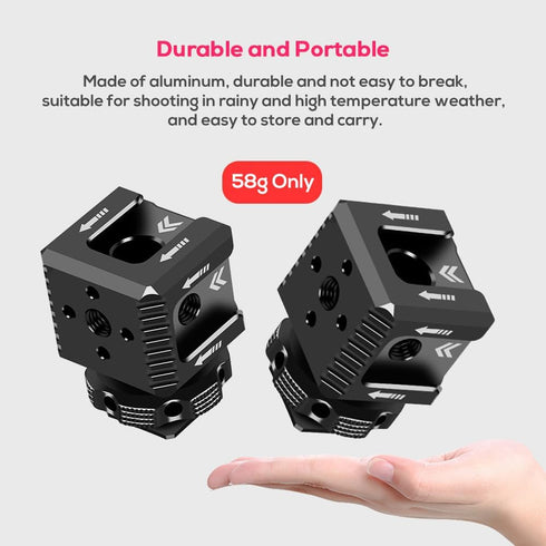 Triple Cold Shoe Mount Bracket, Camera Hot Shoe Mount Adapter with 1/4" Screw Holes for Flash Light Monitor