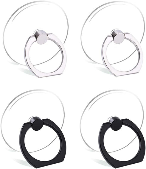 Cell Phone Ring Holder Stand Transparent Finger Grip Loop 360 Degree Rotation (2 Silver 2 Black)