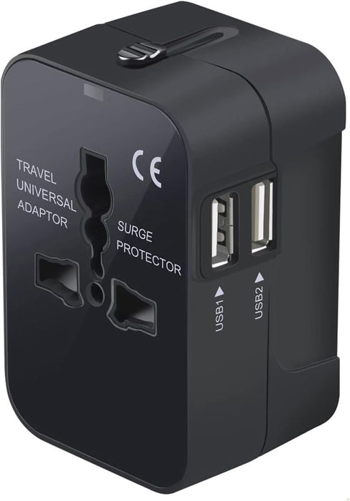 Premium Travel Adapter, Portable Universal Worldwide Power Adapter, European Travel Plug Adapter with Dual USB Charging