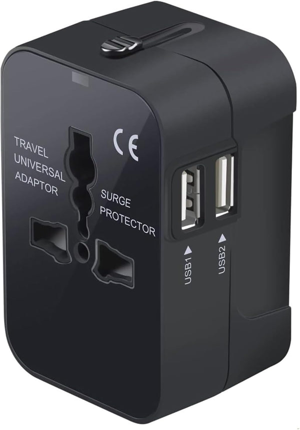 Premium Travel Adapter, Portable Universal Worldwide Power Adapter, European Travel Plug Adapter with Dual USB Charging