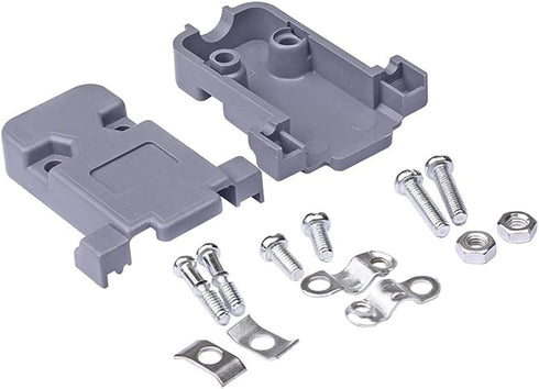 JRready ST6237 DB9 Connector - 20 PCS 9 Pin Gray Plastic Hoods Set of Crimp Solder D-Sub Connector Assortment Kit